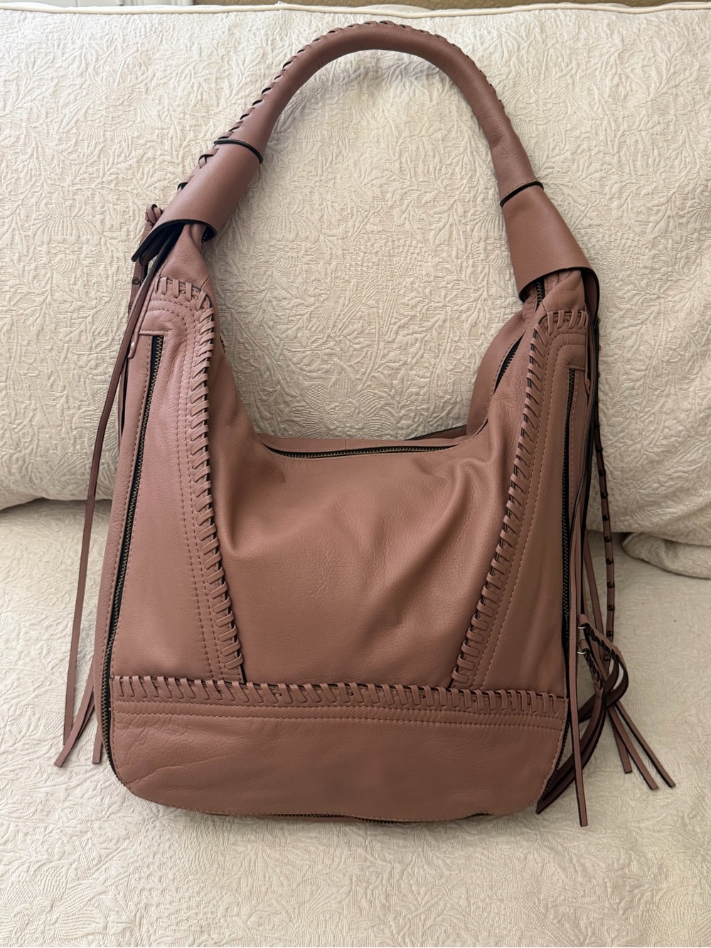 orYANY Women’s Leather Hobo Shoulder Bag in Dusty Rose